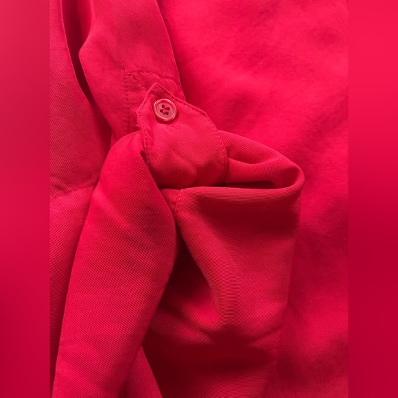 Zara Vibrant Red Button Down Shirt. Viscose/Lyocell blend. Size Medium. - Picture 5 of 14
